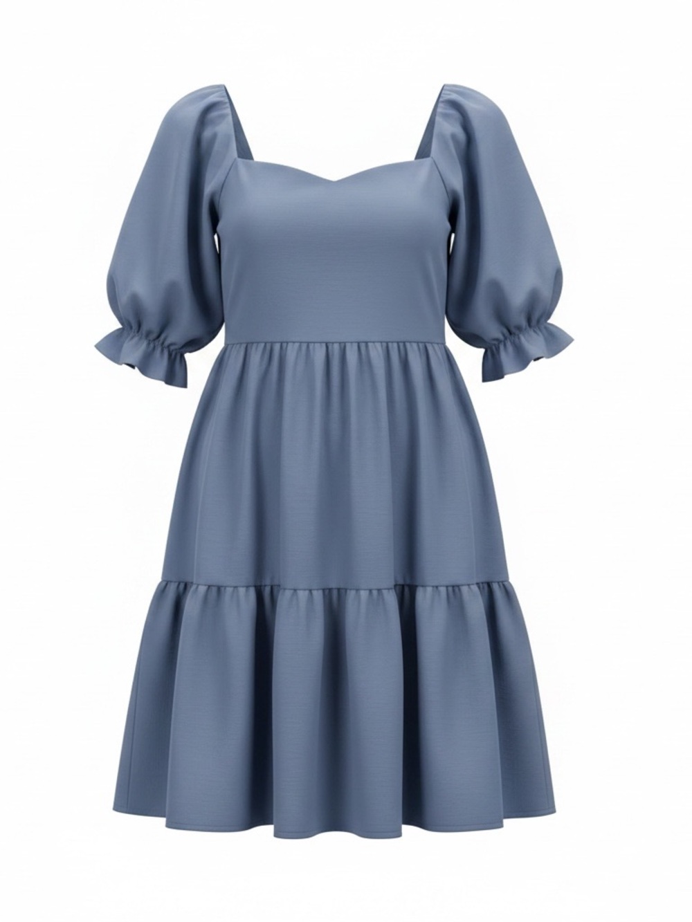 Beyond Words XS blue tiered babydoll mini dress NWT